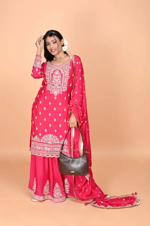 Rani Straight Salwar Kameez suit with Sharara